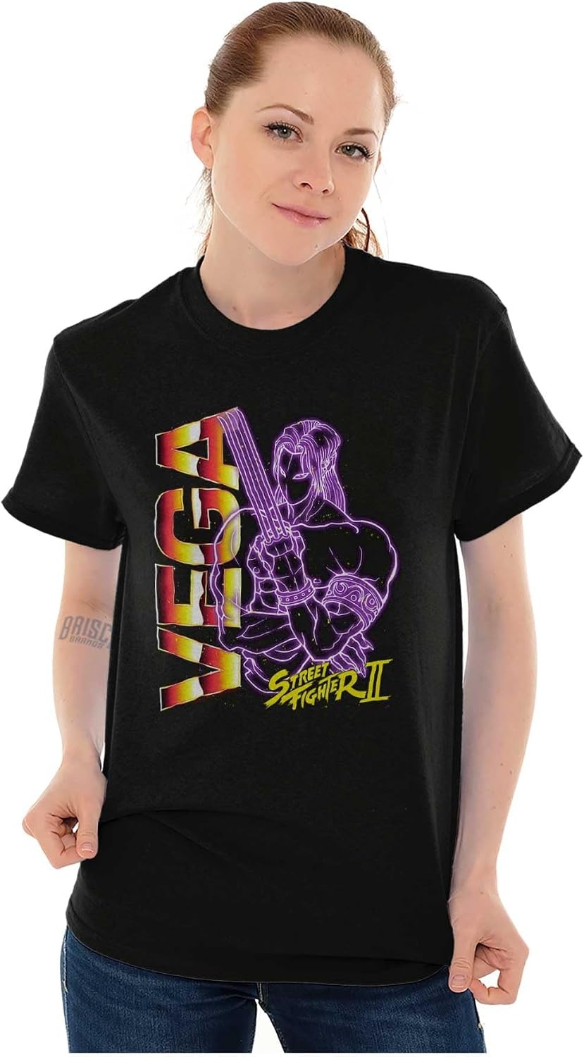 image:imageStreet Fighter II Neon Video Game Character Graphic T Shirt Men or WomenBlack Vega