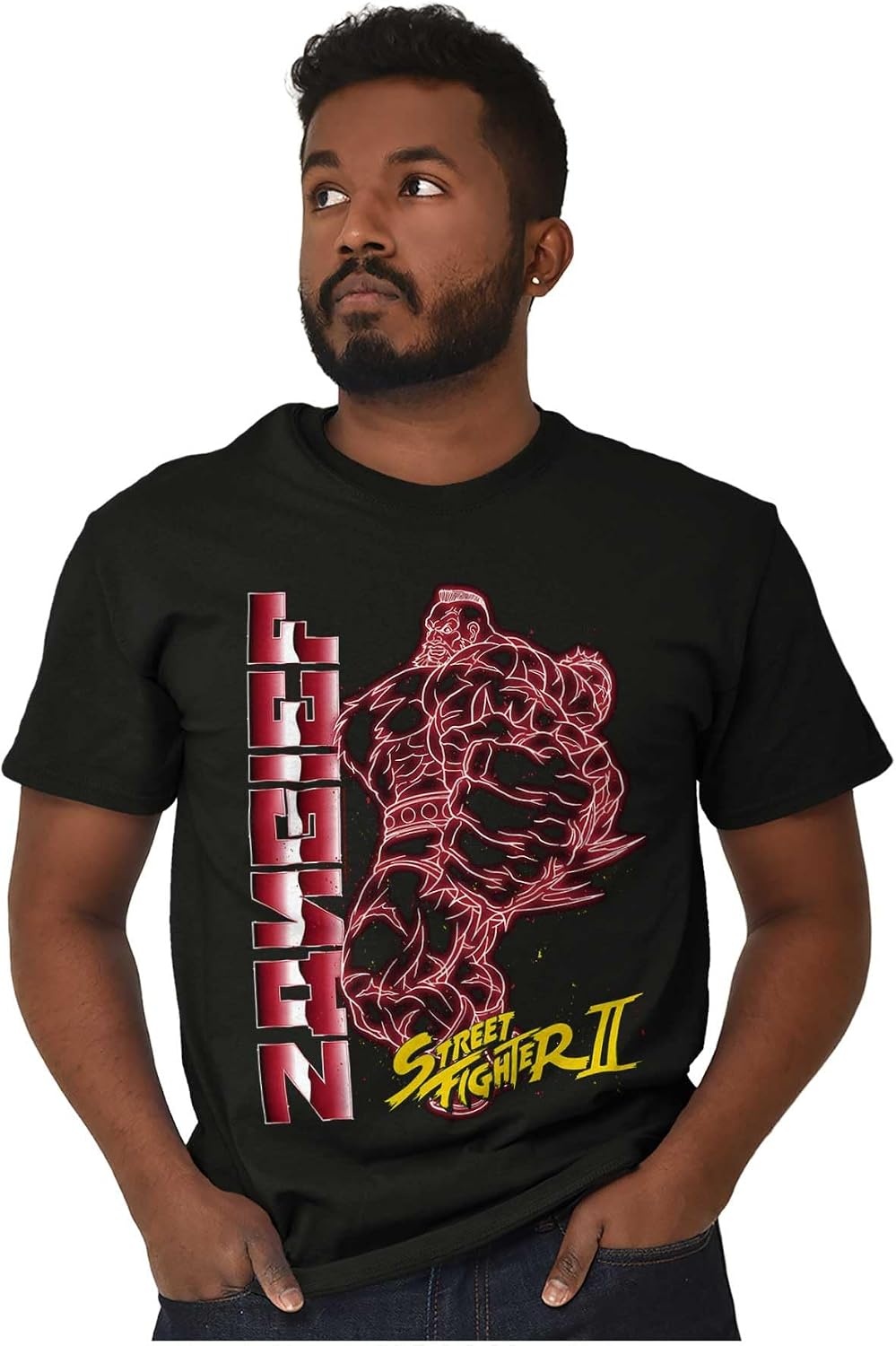 image:imageStreet Fighter II Neon Video Game Character Graphic T Shirt Men or WomenBlack Zangief