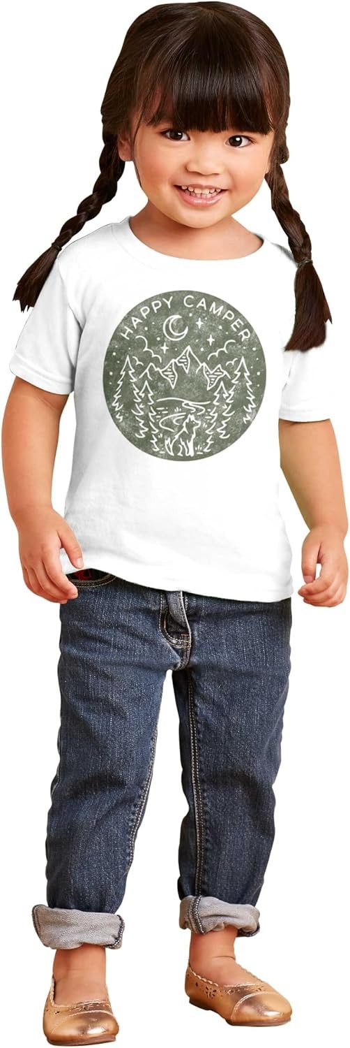 image:imageVintage Outdoor Night Happy Camper Toddler Baby Graphic T ShirtWhite