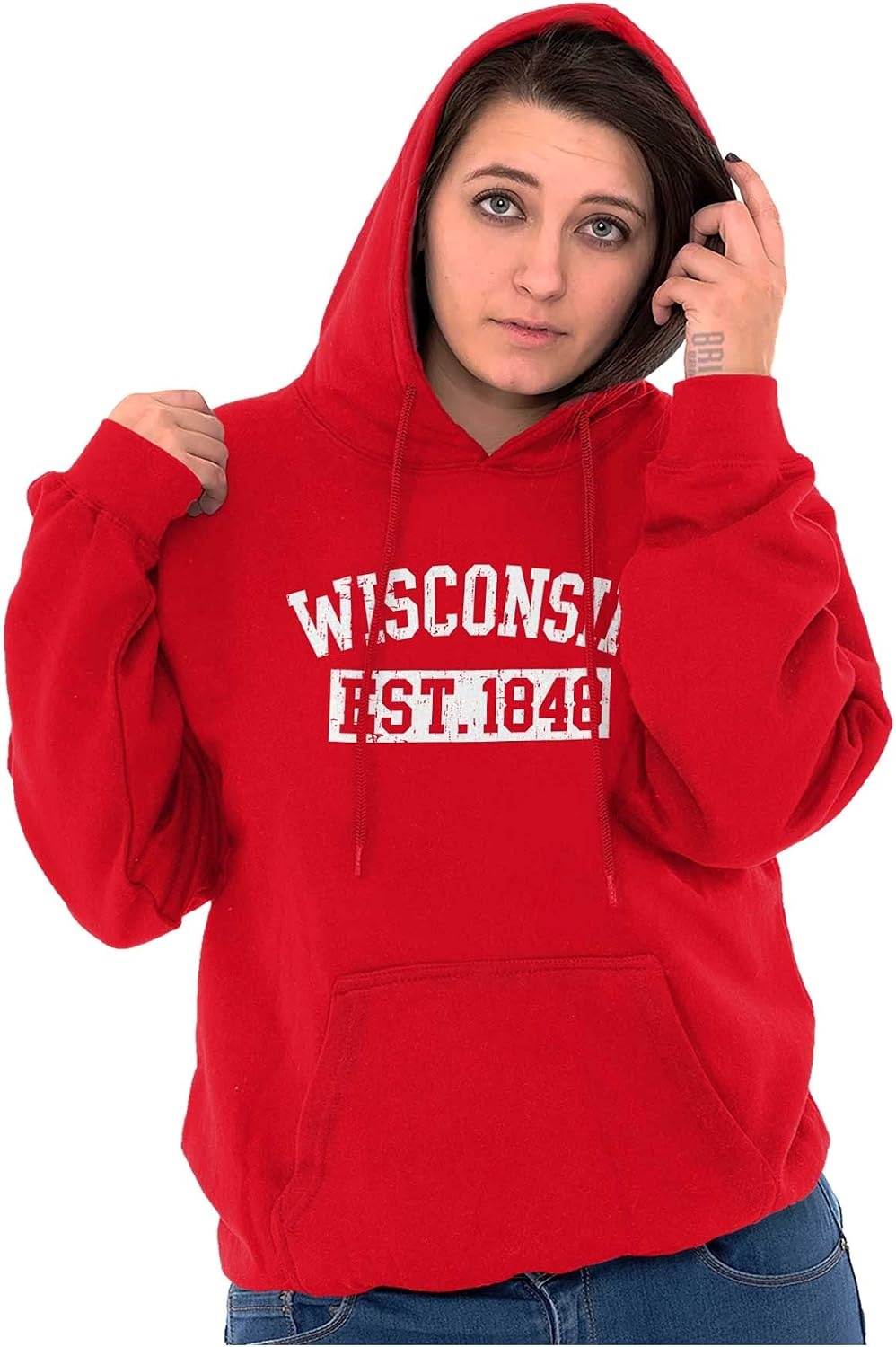 image:imageWisconsin Distressed Athletic State Hoodie Sweatshirt Women Men