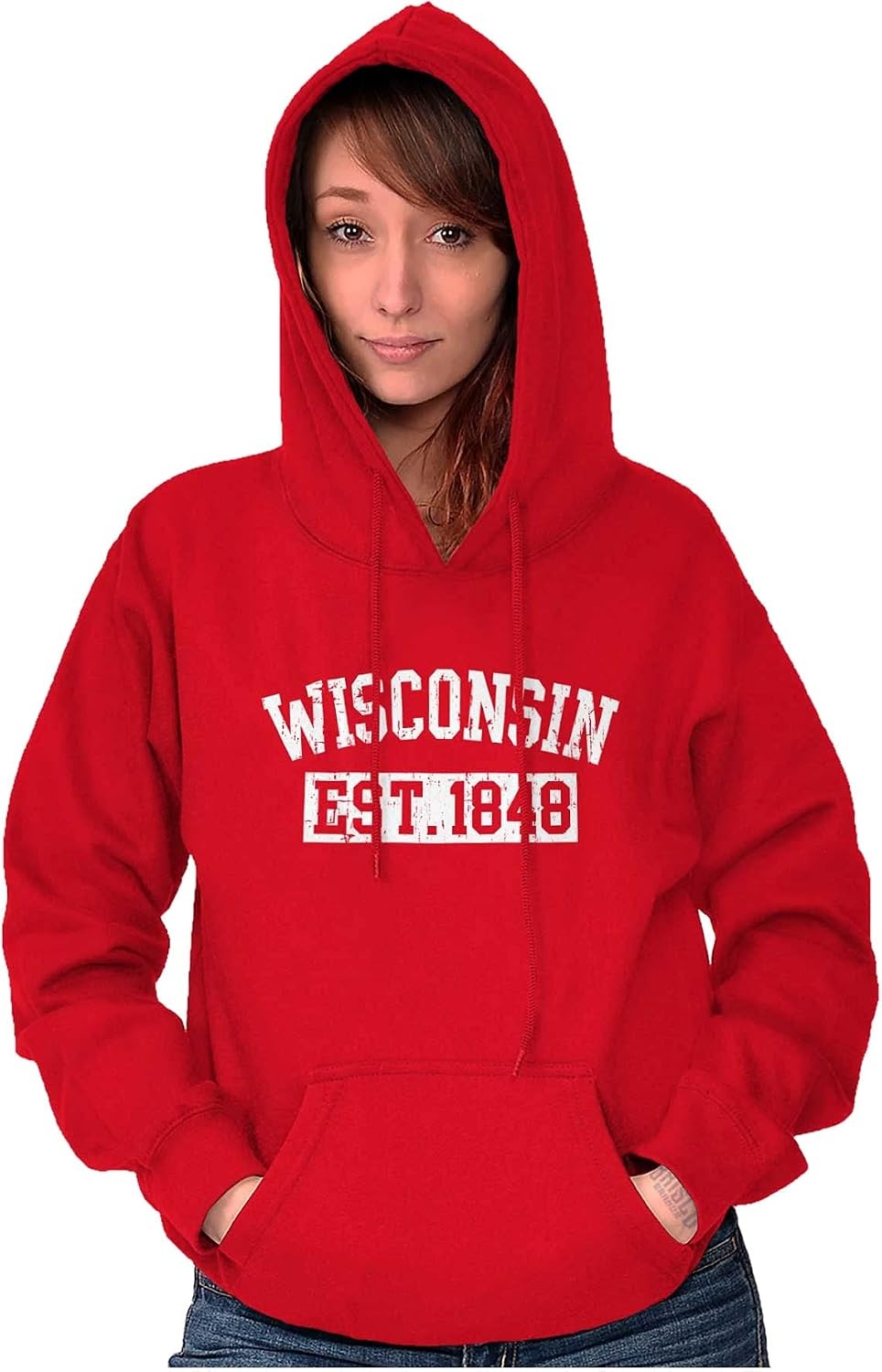 image:imageWisconsin Distressed Athletic State Hoodie Sweatshirt Women Men