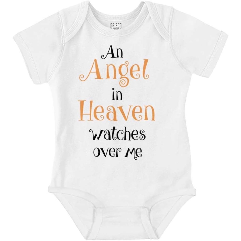 image:imageBrisco Brands An Angel In Heaven Watches Over Me Baby Romper Boys or GirlsWhite