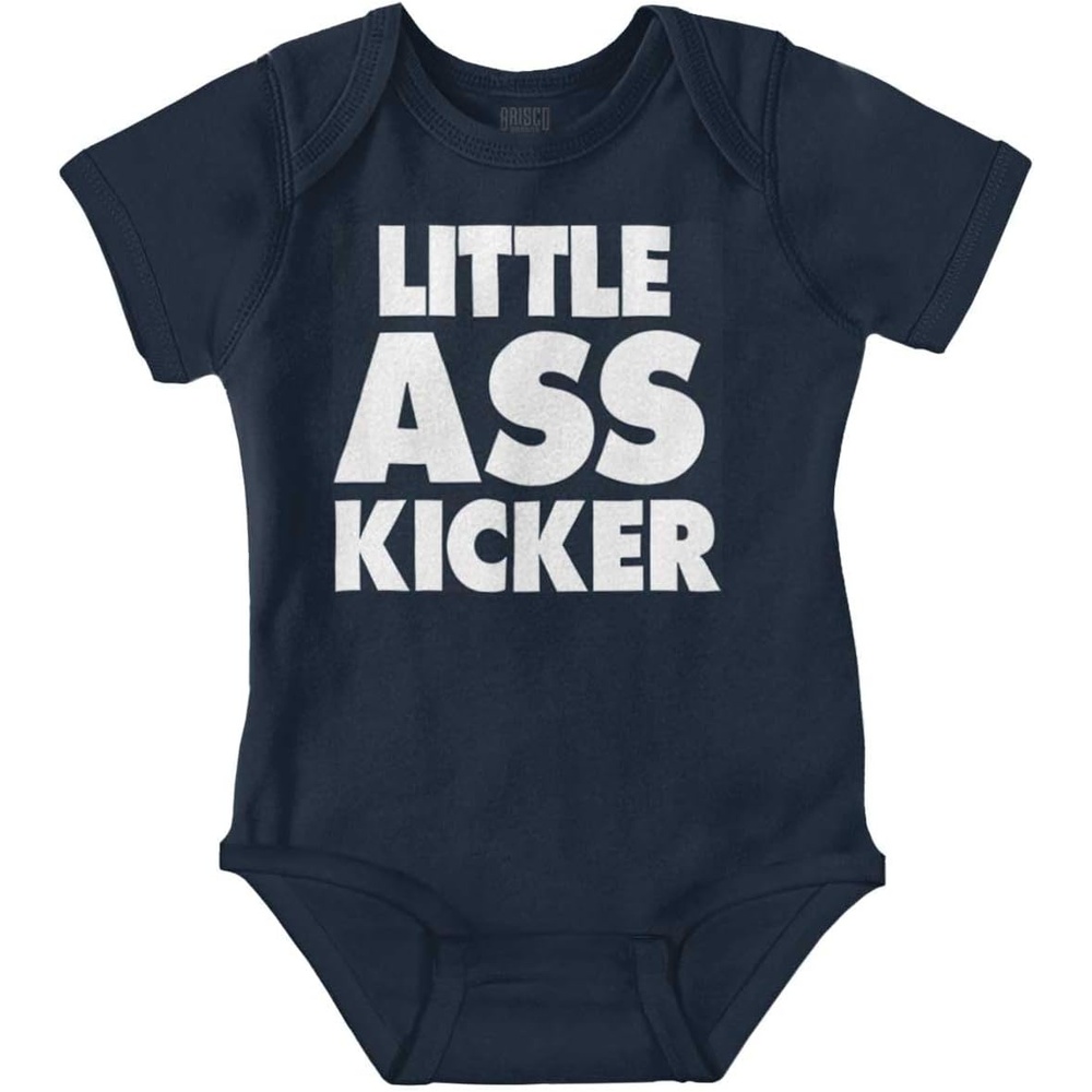 image:imageBrisco Brands Funny Attitude Little Ass Kicker Baby Romper Boys or GirlsNavy