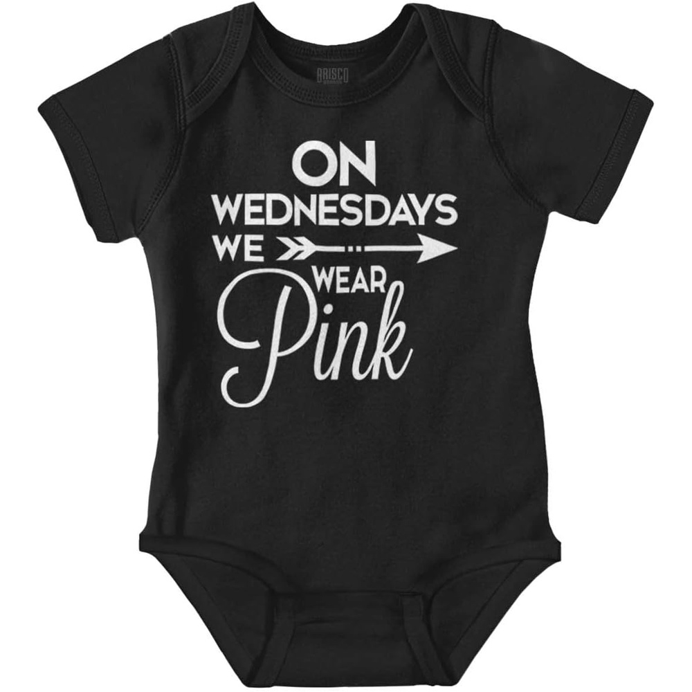 image:imageBrisco Brands On Wednesdays We Wear Pink Girly Baby Bodysuit Jumper GirlsBlack