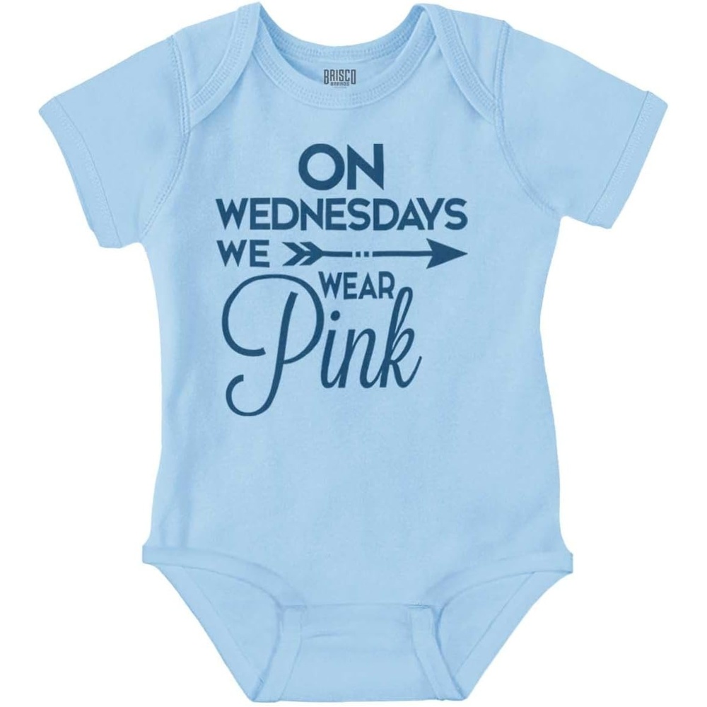 image:imageBrisco Brands On Wednesdays We Wear Pink Girly Baby Bodysuit Jumper GirlsLight Blue