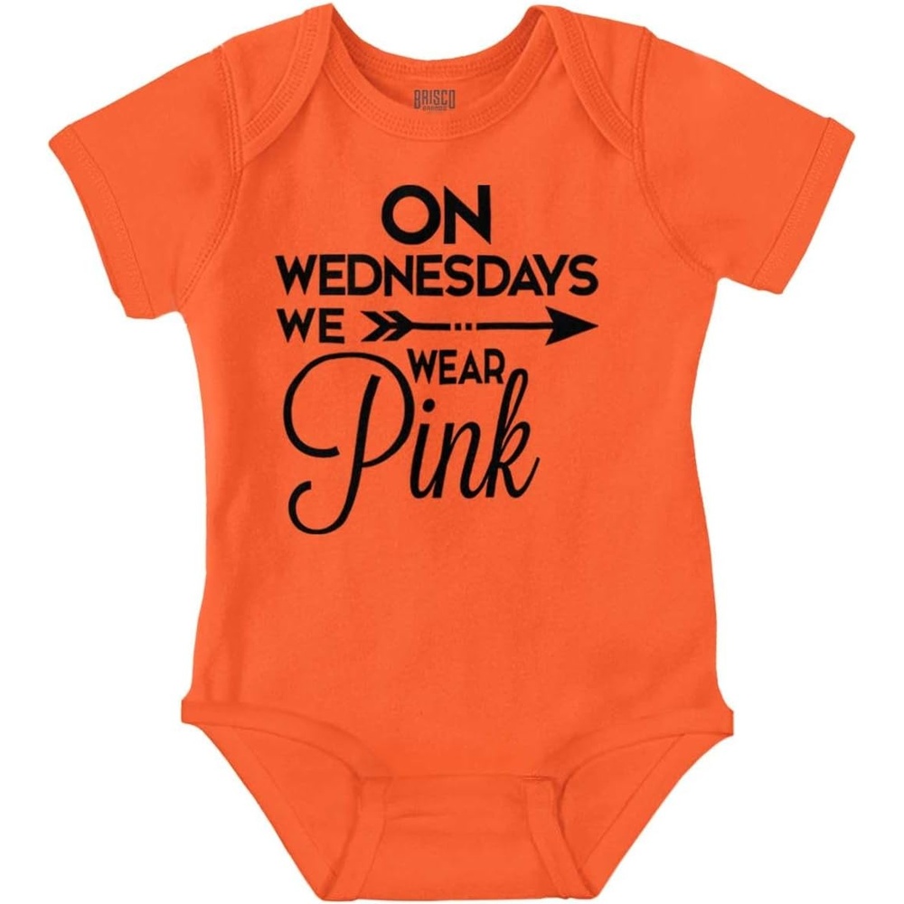 image:imageBrisco Brands On Wednesdays We Wear Pink Girly Baby Bodysuit Jumper GirlsOrange