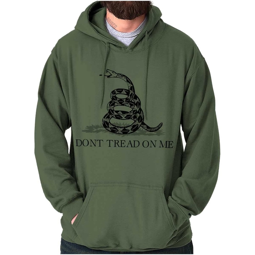 image:imageBrisco Brands Patriotic Gadsden Flag Snake Hoodie Sweatshirt Women MenMilitary Green