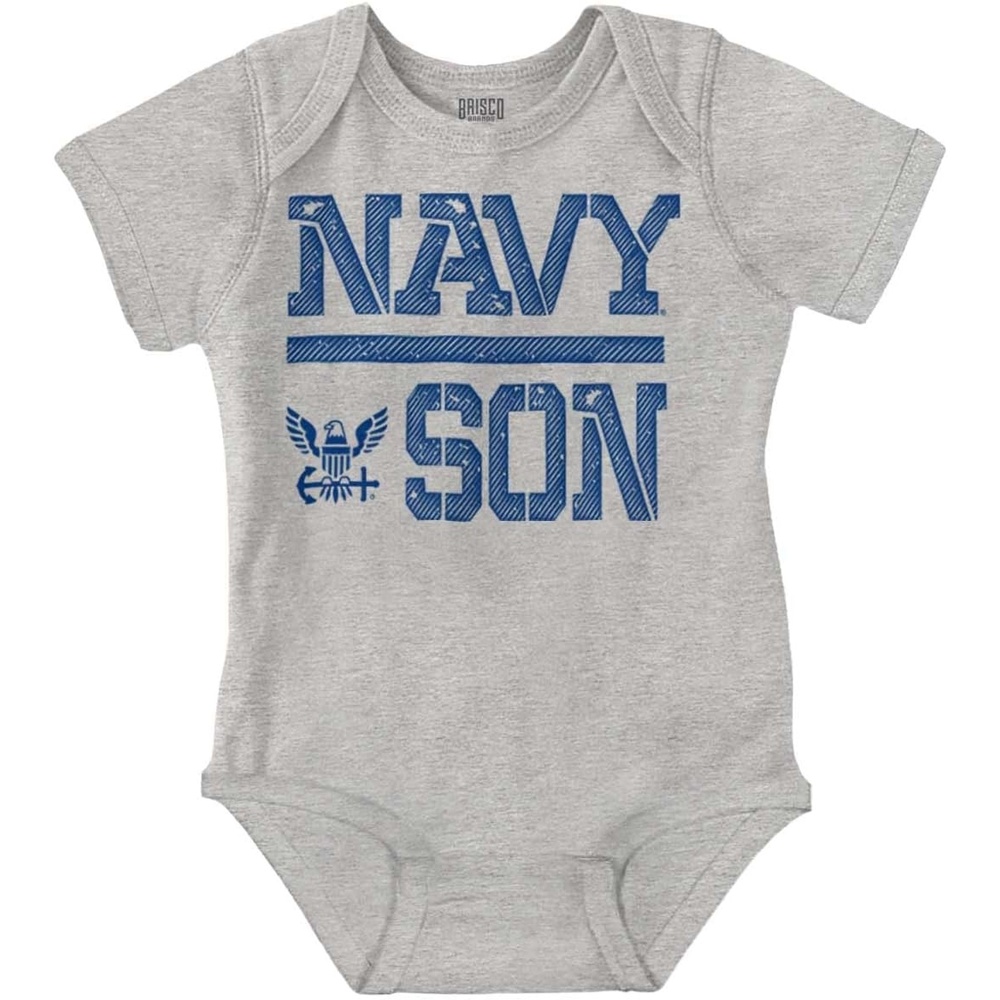 image:imageBrisco Brands US Navy Son Military Anchor Logo Baby Bodysuit Jumper BoysHeather