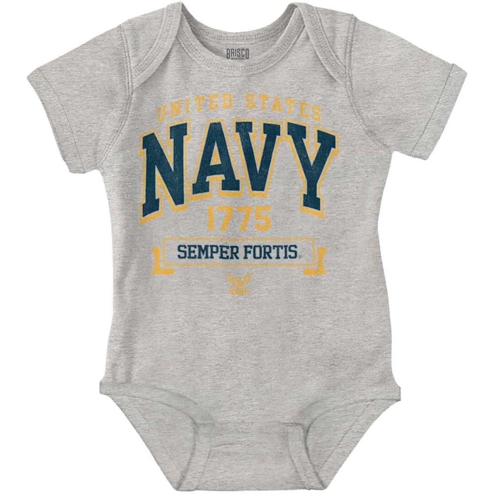 image:imageBrisco Brands United States Navy Semper Fortis 1775 Baby Romper Boys or GirlsHeather