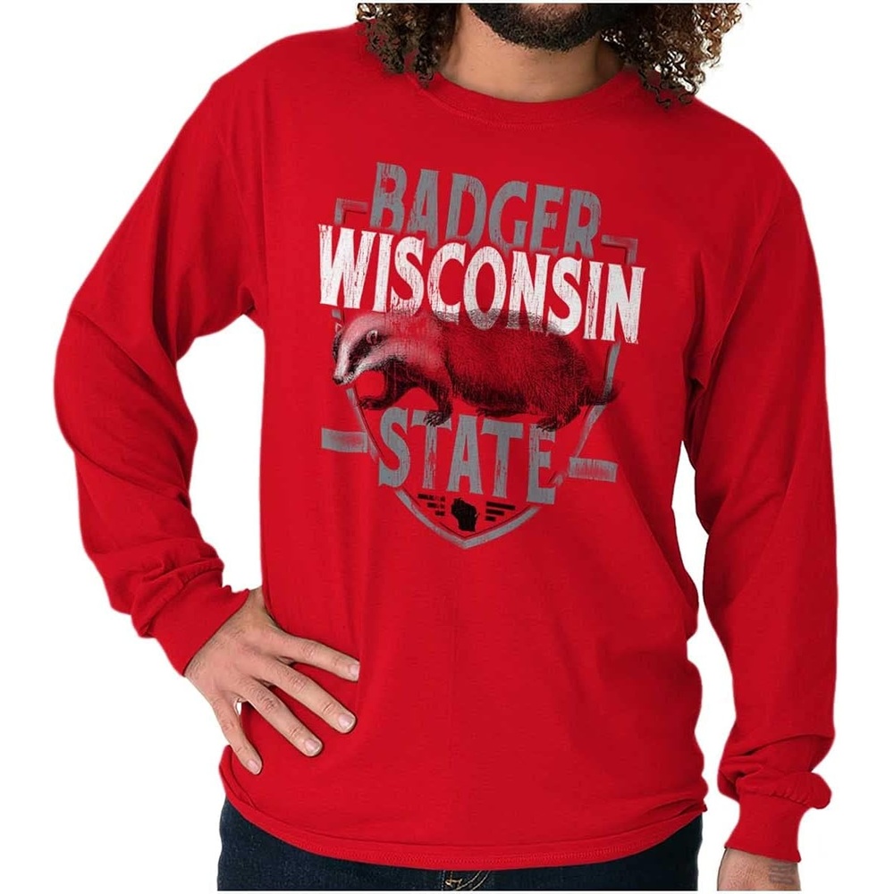 image:imageBrisco Brands Wisconsin Wispy Pride Cool Athletic Long Sleeve Tshirt Men WomenRed