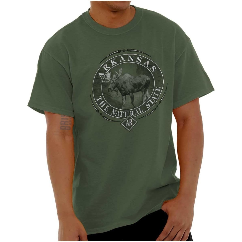 image:imageClassic Teaze American States Military Green Rugged Outdoor Moose Graphic T Shirt for Men or WomenArkansas