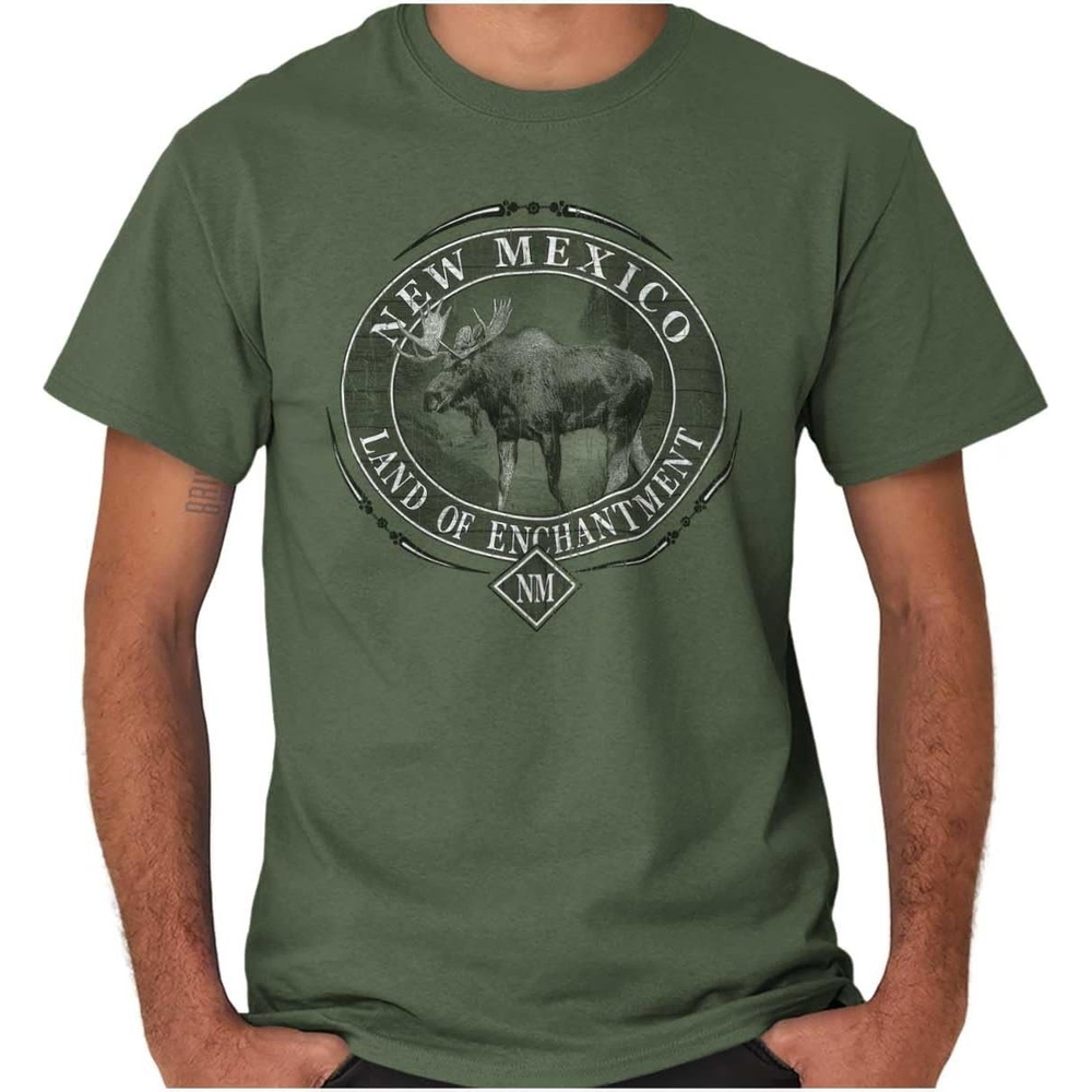 image:imageClassic Teaze American States Military Green Rugged Outdoor Moose Graphic T Shirt for Men or WomenNew Mexico