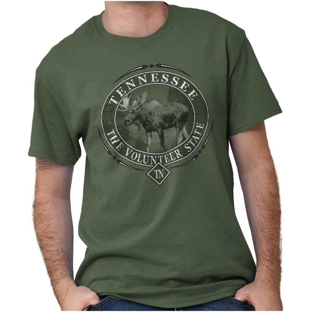 image:imageClassic Teaze American States Military Green Rugged Outdoor Moose Graphic T Shirt for Men or WomenTennessee