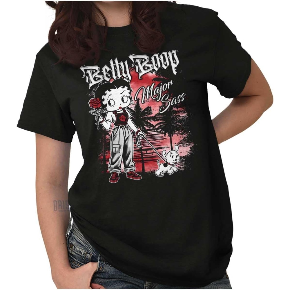 image:imageCute Betty Boop Chicana Urban Chola Cartoon Womens Graphic T Shirt TeesBlack Major Sass Dog Walker