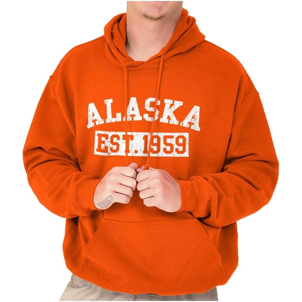 image:imageDistressed American States Athletic EST Hoodie Sweatshirt Women and MenOrange