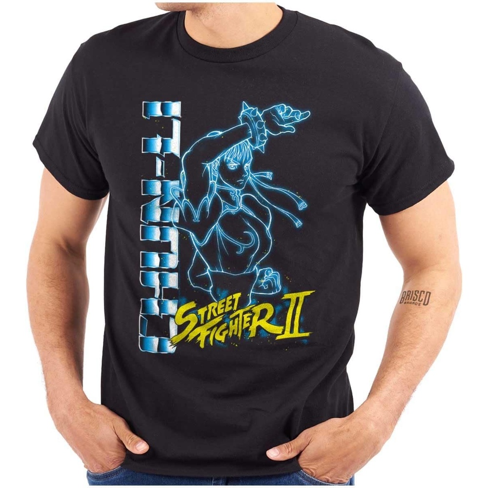 image:imageStreet Fighter II Neon Video Game Character Graphic T Shirt Men or WomenBlack Chunli