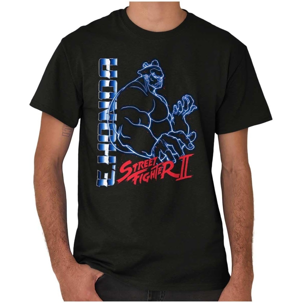 image:imageStreet Fighter II Neon Video Game Character Graphic T Shirt Men or WomenBlack E Honda