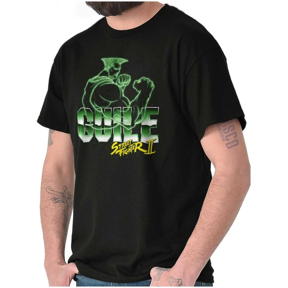 image:imageStreet Fighter II Neon Video Game Character Graphic T Shirt Men or WomenBlack Guile