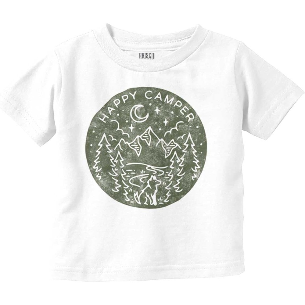 image:imageVintage Outdoor Night Happy Camper Toddler Baby Graphic T ShirtWhite