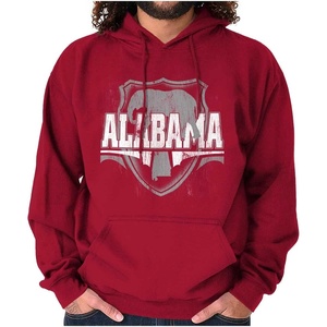 Brisco Brands Alabama AL State Pride Elephant Hoodie Sweatshirt Women Men(Cardinal Red)