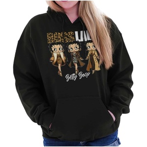 Brisco Brands Betty Boop Cheetah Print Boss Lady Hoodie Sweatshirt Women(Black)