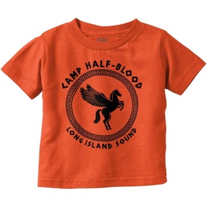 Brisco Brands Camp Half Blood Greek Mythology Toddler Baby Graphic T Shirt(Orange – Greek Key Pattern)