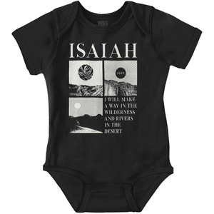 Brisco Brands Christian Faith Isaiah Mountains Baby Romper Boys or Girls(Black)