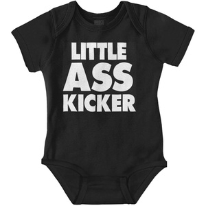 Brisco Brands Funny Attitude Little Ass Kicker Baby Romper Boys or Girls(Black)