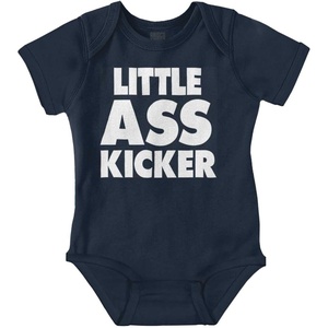 Brisco Brands Funny Attitude Little Ass Kicker Baby Romper Boys or Girls(Navy)