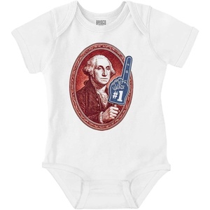 Brisco Brands George Washington No. 1 American Fan Baby Romper Boys or Girls(White)