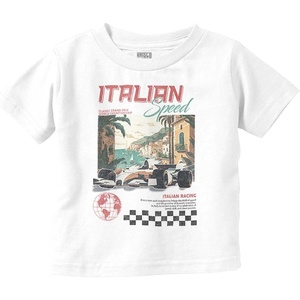 Brisco Brands Grand Prix Italian Speed Racing Car Toddler Baby Boy T Shirt(White)