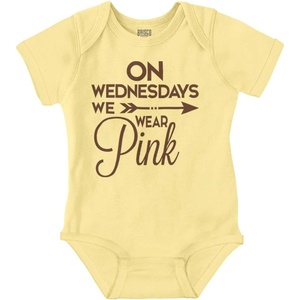 Brisco Brands On Wednesdays We Wear Pink Girly Baby Bodysuit Jumper Girls(Banana)