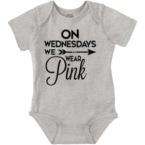 Brisco Brands On Wednesdays We Wear Pink Girly Baby Bodysuit Jumper Girls(Heather)