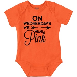 Brisco Brands On Wednesdays We Wear Pink Girly Baby Bodysuit Jumper Girls(Orange)