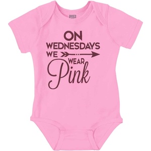 Brisco Brands On Wednesdays We Wear Pink Girly Baby Bodysuit Jumper Girls(Pink)