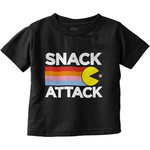 Brisco Brands Pacman Snack Attack Hungry Hangry Toddler Boy Girl T Shirt(Black)