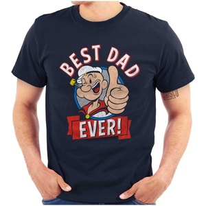 Brisco Brands Popeye Cartoon Best Dad Ever Father Mens Graphic T Shirt Tees(Navy)