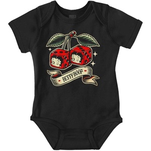 Brisco Brands Retro Betty Boop Cherry Dice Tattoo Baby Bodysuit Jumper Girls(Black)