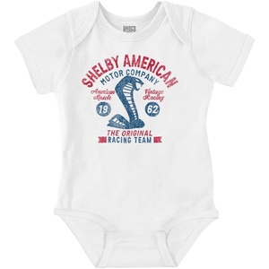 Brisco Brands Shelby American Motor Company Cobra Baby Romper Boys or Girls(White)