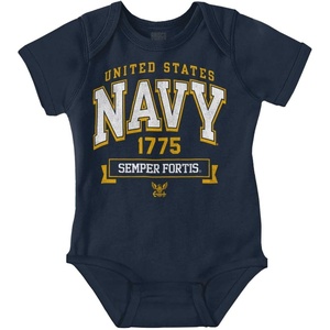 Brisco Brands United States Navy Semper Fortis 1775 Baby Romper Boys or Girls(Navy)