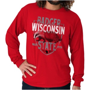 Brisco Brands Wisconsin Wispy Pride Cool Athletic Long Sleeve Tshirt Men Women(Red)