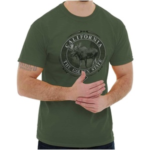 Classic Teaze American States Military Green Rugged Outdoor Moose Graphic T Shirt for Men or Women(California)