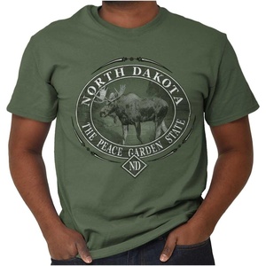 Classic Teaze American States Military Green Rugged Outdoor Moose Graphic T Shirt for Men or Women(North Dakota)
