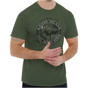 Classic Teaze American States Military Green Rugged Outdoor Moose Graphic T Shirt for Men or Women(Rhode Island)