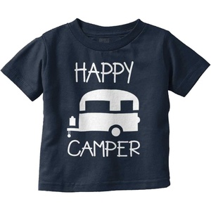 Happy Camper Outdoorsy Toddler Boy Girl T Shirt(Navy)