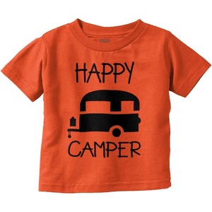 Happy Camper Outdoorsy Toddler Boy Girl T Shirt(Orange)