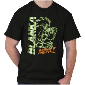 Street Fighter II Neon Video Game Character Graphic T Shirt Men or Women(Black – Blanka)
