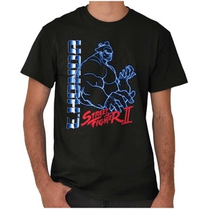 Street Fighter II Neon Video Game Character Graphic T Shirt Men or Women(Black – E. Honda)