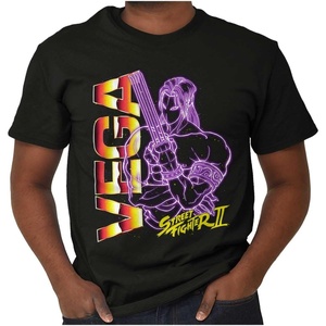 Street Fighter II Neon Video Game Character Graphic T Shirt Men or Women(Black – Vega)