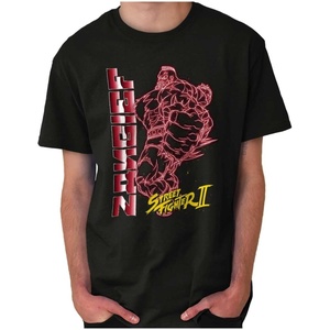 Street Fighter II Neon Video Game Character Graphic T Shirt Men or Women(Black – Zangief)